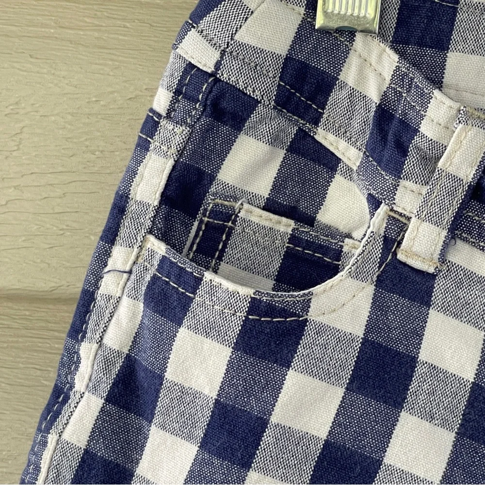 Mini Boden Girl's Navy Blue and White Plaid Checkered Shorts Size 6Y